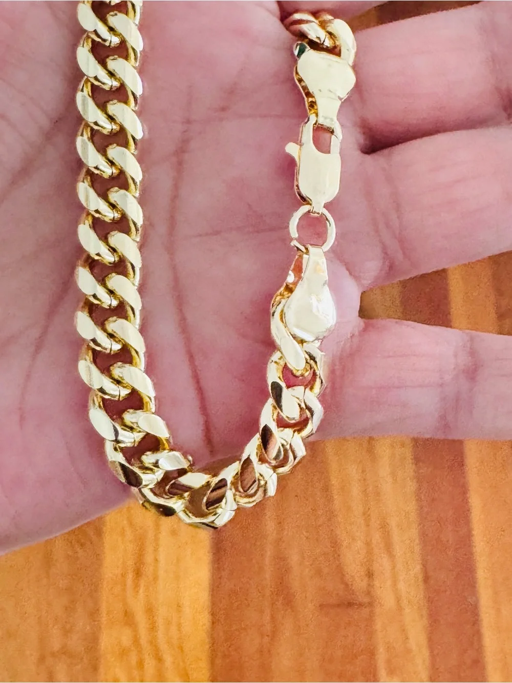 Classic 14K Gold Plated Men's Cuban Link Bracelet. New